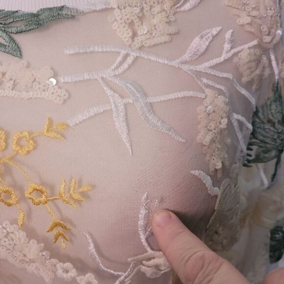 Women's couture Zara top embroidered sequin sequence spring floral small… - Picture 2 of 8